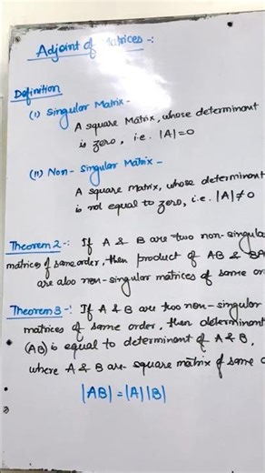 #shorts : ADJOINT OF MATRICES CLASS XII #mathematics #class12