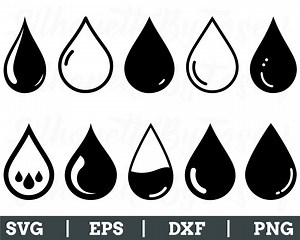 Water Drop Svg, Water Drops Silhouette, Water Drop Vector, Dxf, Png - Etsy Australia
