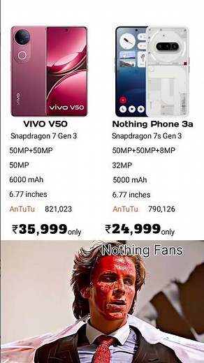 Nothing phone 3a vs Vivo v50 🤯 comparison #vivov50​ #nothingphone3a​