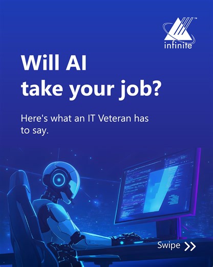 AI isn’t here to take your job-it’s here to redefine expertise. The future belongs to those who can blend human insight with AI speed. 🔗 Read more: - https://www.infinite.com/the-velocity-differential-an-it-veterans-perspective-on-the-ai-driven-future #AITransformation #FutureOfWork #InfiniteComputerSolutions #InfinitePossibilities | Infinite Computer Solutions