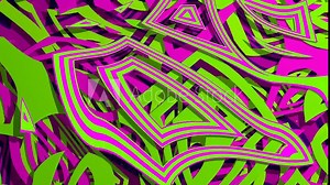 Background of geometric shapes of magenta and green color mixed randomly. Loop sequence.