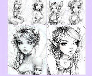 Winter Fairy Grayscale Coloring Pages: Fantasy Art for Adults (PDF Download) - Etsy