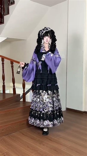 This black and purple color combination is so cute #Compromise between Chinese and Western