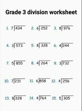 Grade 3 division worksheet