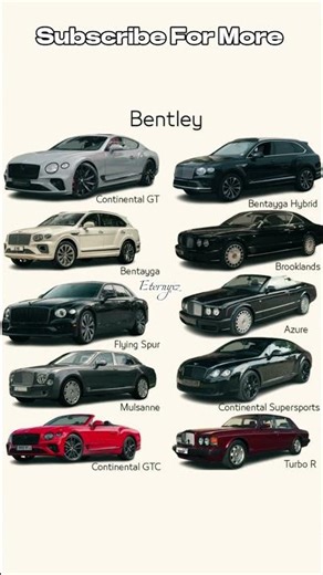 Top Bentley Cars Lineup||From Classic to Modern | Ultimate Luxury Collection#bentley#eternyxz