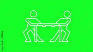 Animated competition white line icon. Sportive challenge. Opponents. Loop HD video with chroma key, alpha channel on transparent background, black solid background. Outline motion graphic animation