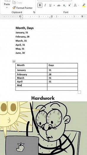 Hardwork and Smartwork 😱 in Ms Word #msword #office #documents #hacks #shortsfeed #shorts