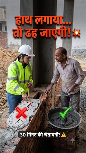 मिस्त्री दीवार में सीमेंट नहीं मिट्टी लगा रहा है, घर गिरेगा बचा लो❌ #shorts #ytshorts #construction