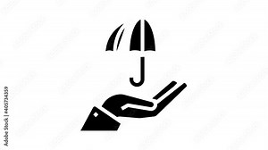 umbrella on hand rain protection animated glyph icon. umbrella on hand rain protection sign. isolated on white background