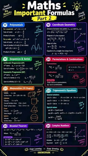 Maths formulas part 2 | Maths most important formulas