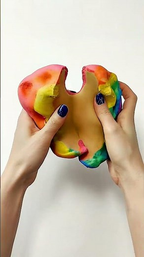 Oddly Satisfying Rainbow Clay Slime Tearing ASMR