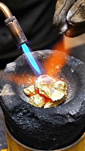 Molten Gold Pour Into Bar Mold 🔥 From Liquid Gold to Solid Gold Bar in Seconds! #shorts