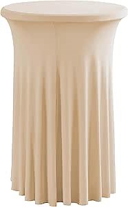 30 inches 32" Highboy Cocktail Round Stretch Spandex Table Cover Table Skirt High Top Tablecloth (30"-32" Dia x 43", Champagne)