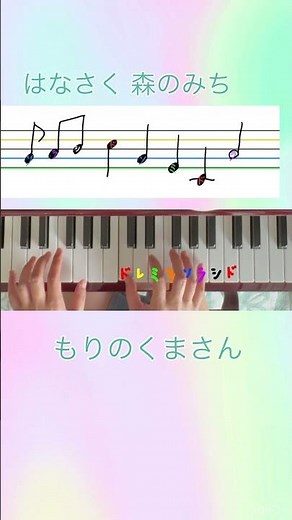 もりのくまさん 森の熊さん 童謡 子どもの歌 the other day i met a bear the bear song / piano ピアノ 弾き方 音符 ドレミ 初心者 簡単 教室 練習