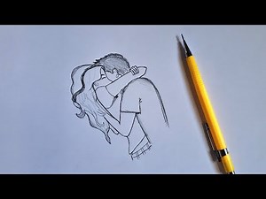 How to draw a hugging couple — easy step-by-step