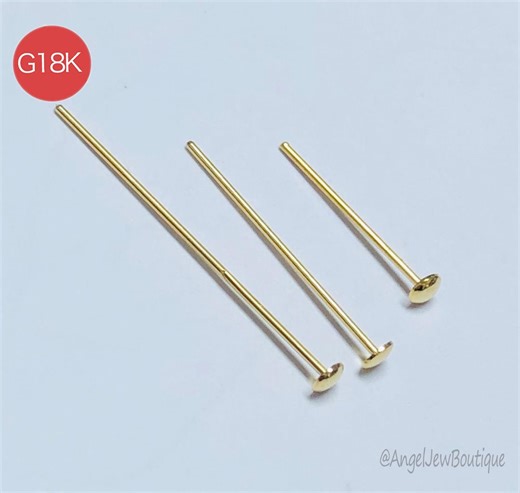 18K Solid Gold Flat Head Pins, DIY Jewelry Findings, Pearl Bead Pins - Etsy