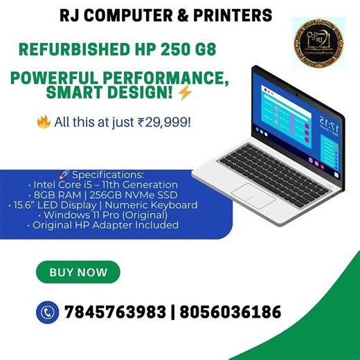 REFURBISHED 💻 HP 250 G8 – POWERFUL PERFORMANCE, SMART DESIGN!