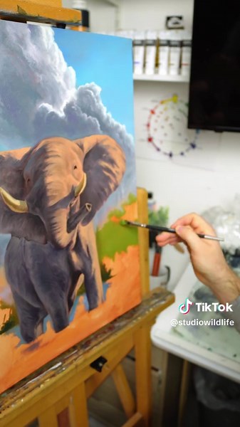 Elephant Oil Painting: Artwork Creation Process