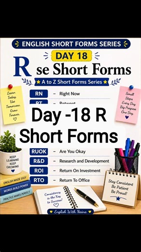 English Short Forms Series | Day 18 – R se Short Forms with Full Forms 🔥 | Learn English Easy