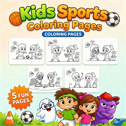 Football Coloring | Kids Printables | Sports Coloring Book | Children Activity Packs | Fun Pages - Etsy