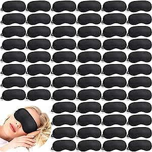 Tarpop 200 Pcs Eye Mask Sleeping Blindfold Eye Cover with Adjustable Strap for Games Party Team Building Travel Individually Wrapped Sleep Mask for Women Men (Black)