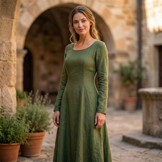 Women's Medieval Dress: Rustic Long Sleeve Gown for LARP, Renaissance, Viking Events - Etsy