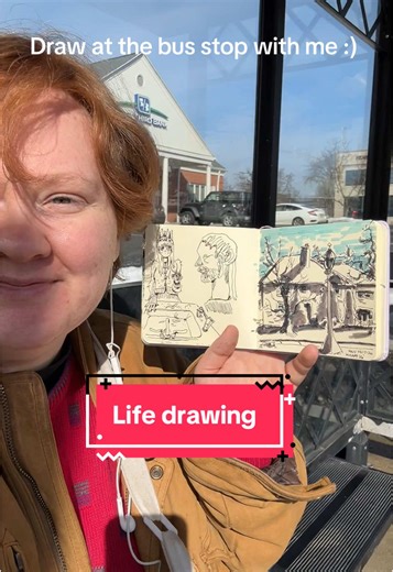 Drawing at the bus stop ❤️ #art #drawwithme #sketchbook