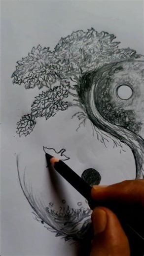 Yin Yang Tree of Life Pencil Drawing | Balance of Nature Art #viral #art #pencildrawing
