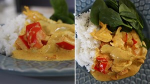 Recept på gräddigt god kycklinggratäng med smak av mango chutney