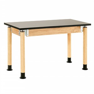 National Public Seating SLT5-2460P 24" x 60" Height Adjustable Science Lab Table with Oak Legs