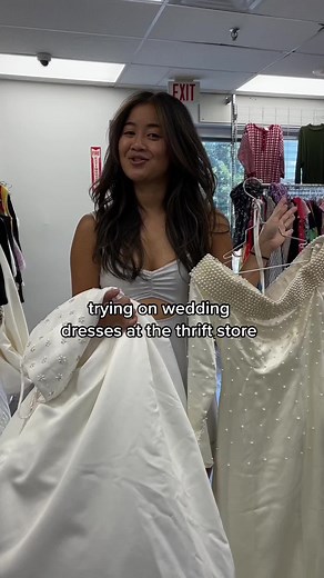 more actual wedding dress shopping tomorrow 😂💓 honestly if there were better options I would be down to find something thrifted!!! #thrift #tryon #weddingdress