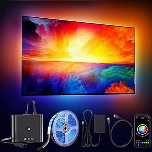 Smart TV LED Backlight Kit with HDMI 4K30Hz Sync Box, 16.4ft TV LED Lights for 55-75 Inch, RGB led Strip Lights, Sync Color Changing Led Lights That Sync with Tv, PC, Game，App Control