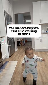 Y’all met him yesterday… today he discovered shoes 😭 from stilt walking to trying out for the NBA 🏀 #viralbaby #firststeps #babysoftiktok #momtok #funnybaby | Amber RN