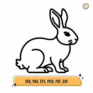 Bunny Outline Drawing, Rabbit SVG, Easter Clipart (digital Download - Etsy UK