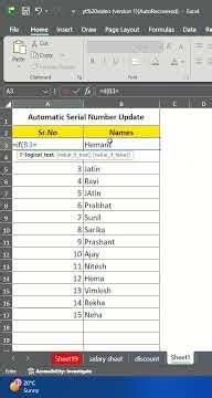 Automatic Serial Number Update | Excel Shorts | Excel tips and tricks