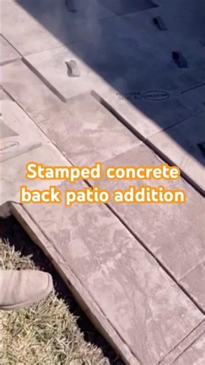 Stamped Concrete Patio. Adding texture to concrete border. #homeaddition #concretework