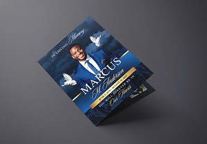 Elegant Blue Funeral Program (8 Pages) in Loving Memory Obituary Program | Memorial Program | Celebration of Life | Canva Funeral Template - Etsy