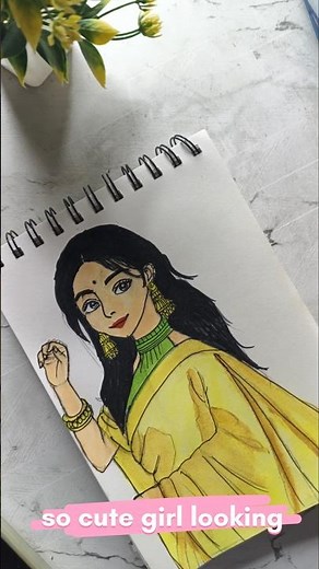 Easy Saree Girl Drawing Step by Step #shorts#shortsfeed