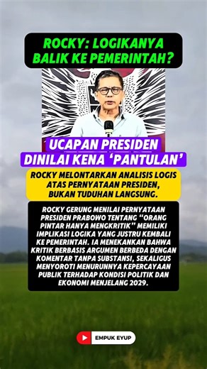 Rocky Gerung Soroti Balik Ucapan Presiden #RockyGerung #Prabowo