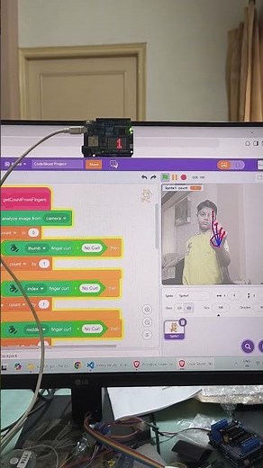 Controlling LED / Devices Using Hand Gestures or Fingers Count in CodeSkool Scratch