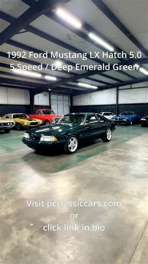 101K views · 440 reactions | For Sale: 1992 Ford Mustang LX Hatch 5.0 / 5 Speed / Deep Emerald Green Click the link to view this vehicle on our website: https://www.pcclassiccars.com/inventory/for-sale-1992-ford-mustang-lx-hatch-5-0-5-speed-deep-emerald-green | PC Classic Cars | Facebook