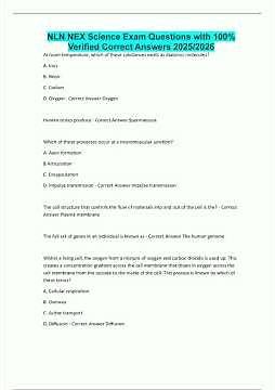 NLN NEX Science Exam Questions with 100% Verified Correct Answers