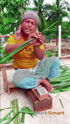 DIY Broom Stick Crafting : How Manual Leaf Cutting Creates Perfect Sapu Lidi