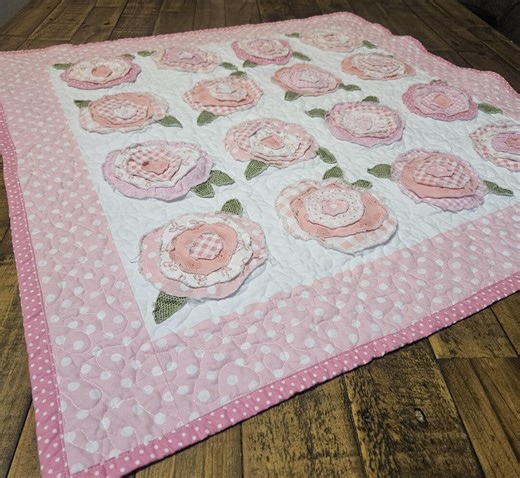 Handmade Baby Girl Quilt. Pink Baby Quilt Rag Quilt - Etsy