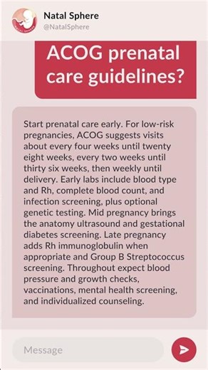 What are the ACOG prenatal care guidelines?