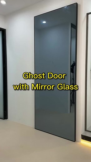 Do you like this ghost door with mirror glass ? Smoothly slide and easy opening #slidingdoor #ghostdoor #interiordesign #fyp #glassdoor #barndoor #kitchendoor #glassdoorfactory #glasspartion #fyi