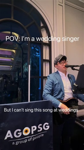 A Group Of People on Instagram: "The second most-requested wedding song, right after “Golden - K-Pop Demon Hunters.” You know the one. 🥲 Jeremy Han singing the beautiful, yet highly inappropriate Chinese breakup song 《嘉宾》 (The Guest). Don’t worry, we promise not to play this at your reception! 🤞 Song Credit: 《嘉宾》 by 张远 (Zhang Yuan). #weddingsinger #weddingsingersg #MusicHumor #BreakupAnthem #WeddingReel #Mandopop #MusicianLife #Funny"