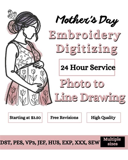 Embroidery Digitizing Service Line Art | Line Art Vector | Embroidery Digitizing | Mothers Day