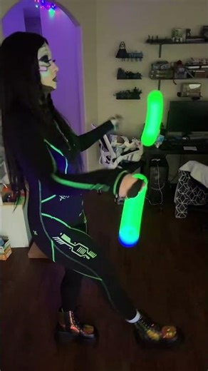 What do you get when you mix #cosplay and #poispinning 🤷🏻‍♀️ #makeup #poibeginner #cyberpunk