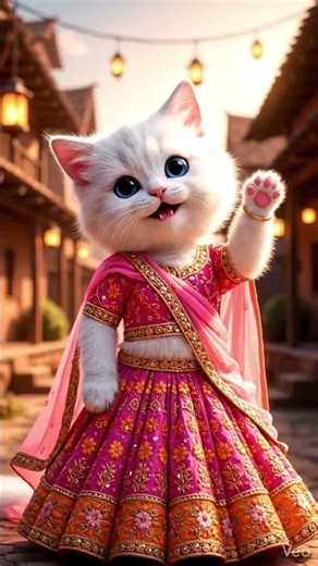 Cute Dancing Kitten in Lehenga 😍💃 | Ultra Realistic AI Art